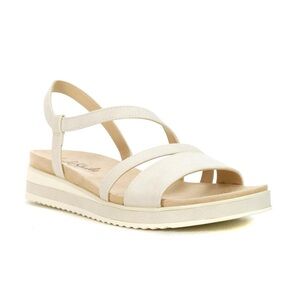 Lifestride Zoe Bone/Silver Vapor Wedge Platform Sandals